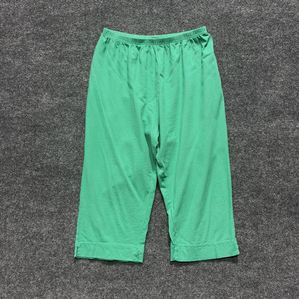 Fresh Produce Pants Womens XXL Green Capri Elastic Waist Cotton Made USA